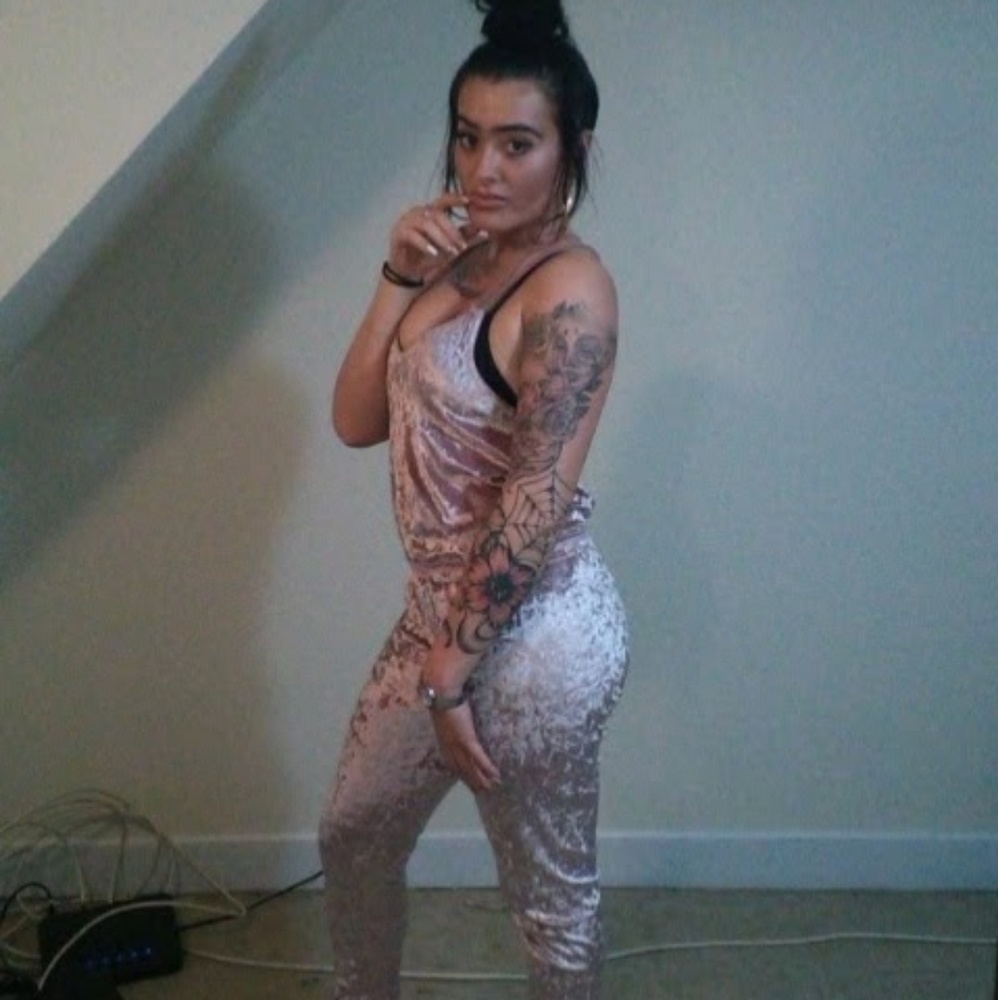 A nude light pink suade outfit